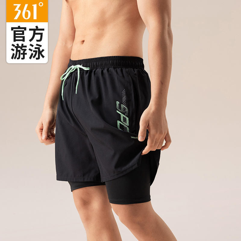 361度泳裤男士2025新款防尴尬温泉沙滩裤专业大码五分游泳裤男款