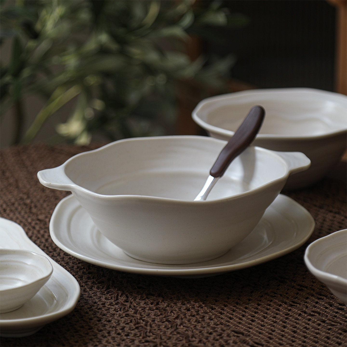 索厨 复古风窑变釉哑光白汤碗质朴好看不规则创意造型纯色沙拉碗,餐饮具,碗,淘宝优惠券,粉丝福利购,淘宝优惠卷