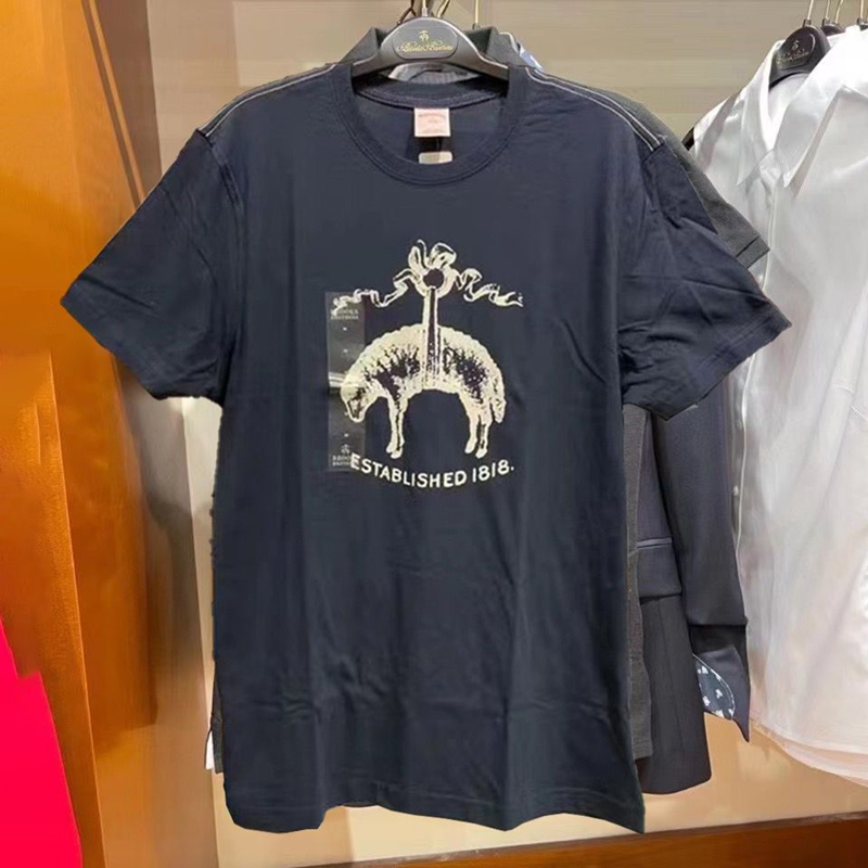 正代购brooks brothers 布克兄弟套头t恤男装白色纯棉短袖打底衫