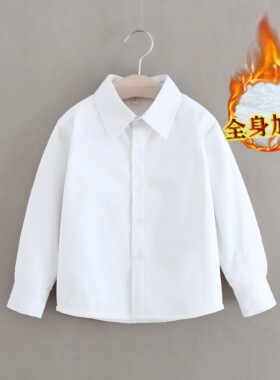 白衬衣长袖纯棉演出服绒秋冬翻领