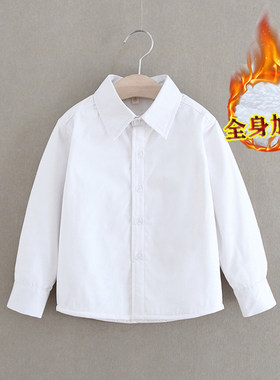 白衬衣长袖纯棉演出服绒秋冬翻领