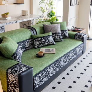 中古风沙发垫四季 2025新款 通用高级感直排防滑真皮坐垫套罩盖布巾