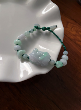 天然A货翡翠招财守财春彩飘绿貔貅元宝随形平安扣葫芦多宝手绳链