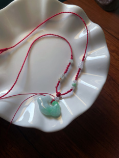 天然a货翡翠玉石锁骨链成人儿童双面飘绿祥云锁吊坠手机包挂件饰