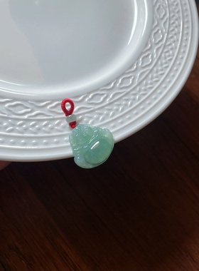 天然翡翠A货玉绿底佛公锁骨链成人儿童小吊坠挂件大肚笑佛弥勒佛
