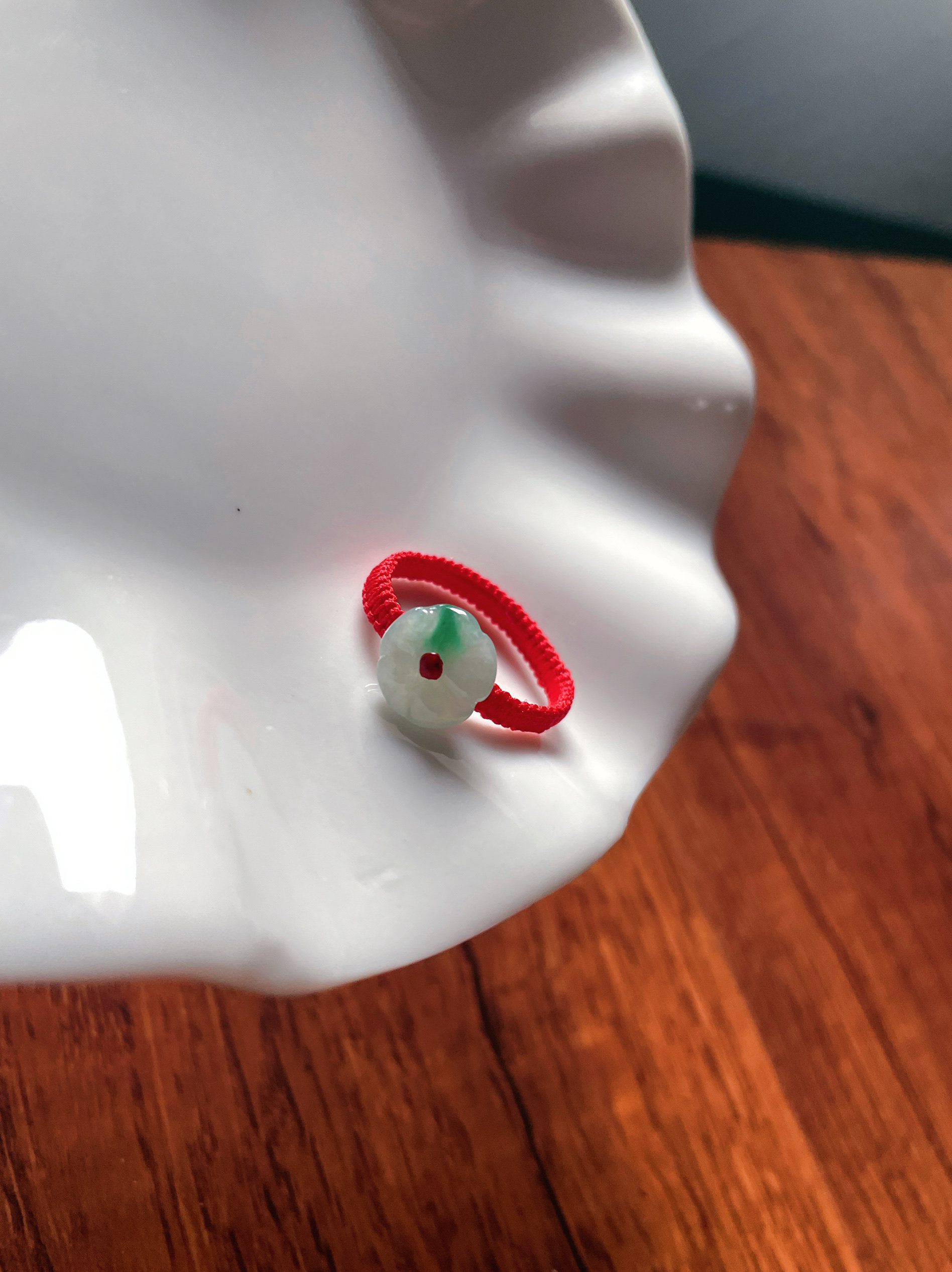 新年本命年红绳飘绿翡翠有钱花小戒指手工编织显白指环闺蜜生日礼