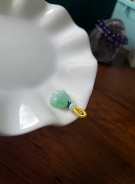 天然a货翡翠飘绿招财纳福猫爪提溜小吊坠钥匙手机挂件玉坠编绳饰