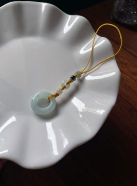 天然a货缅甸翡翠甜甜圈跑环平安扣玉环包挂汽车手机钥匙挂绳坠件