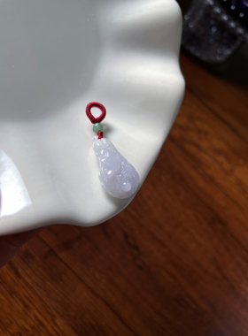 天然a货翡翠浅紫遇百财如意小白菜吊坠挂件玉石坠配饰送女友闺蜜