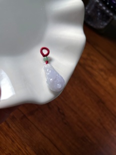 天然a货翡翠浅紫遇百财如意小白菜吊坠挂件玉石坠配饰送女友闺蜜