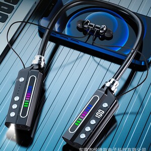 新款V8私模挂脖氛围灯数显运动蓝牙超长续航无线蓝牙耳机