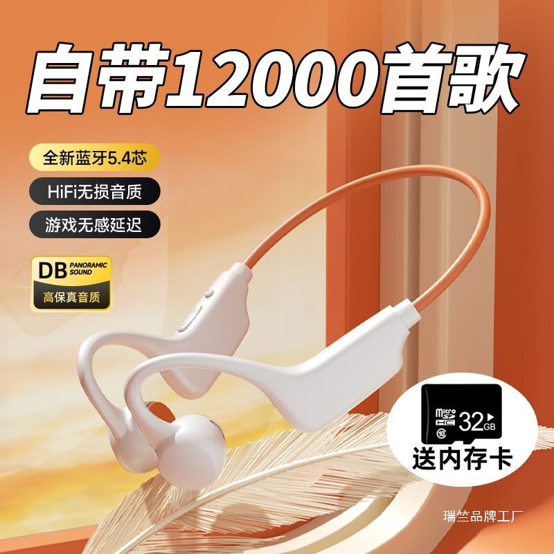 2025新款骨声传导蓝牙耳机无痛佩戴长续航可插卡运动跑步耳挂