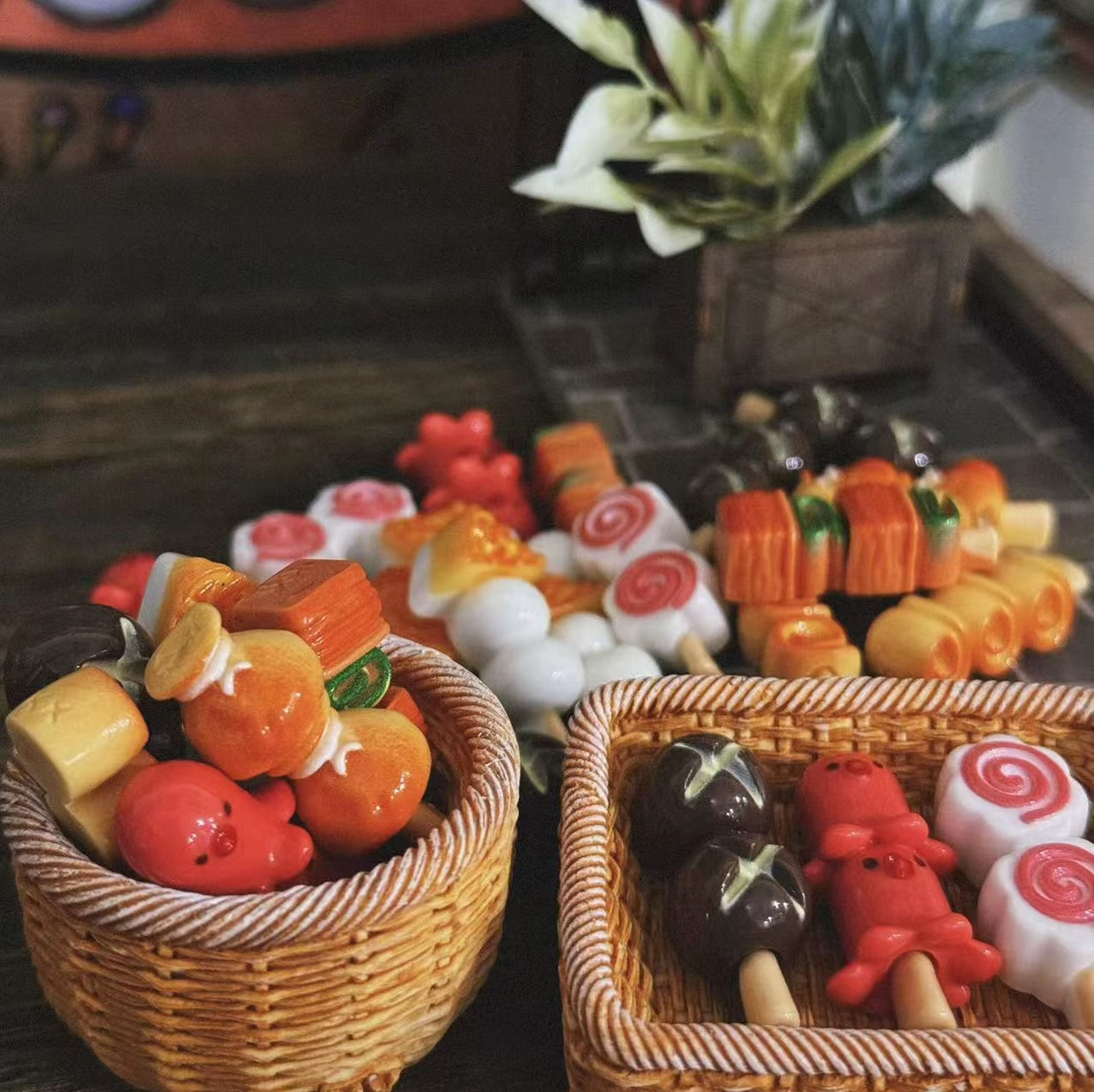 定制小烤串仿真微缩食玩diy手工奶油胶冰箱贴树脂配件装饰品材料