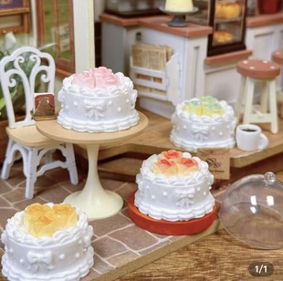 定制立体玫瑰蛋糕仿真微缩食玩diy手工奶油胶钥匙扣树脂配件摆件