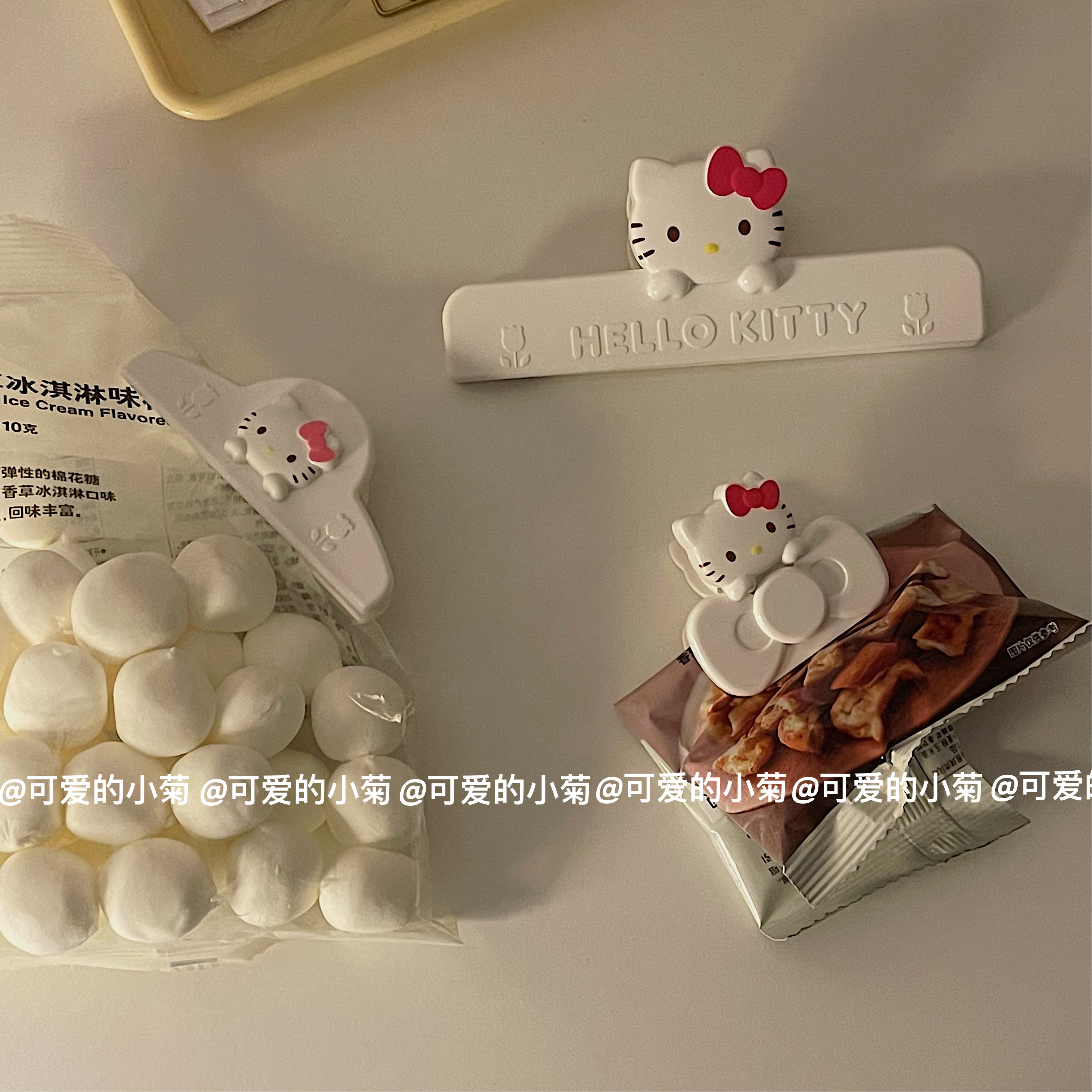 卡通可爱零食封口夹装饰蝴蝶结磁铁文件整理夹收纳夹食品防潮密封