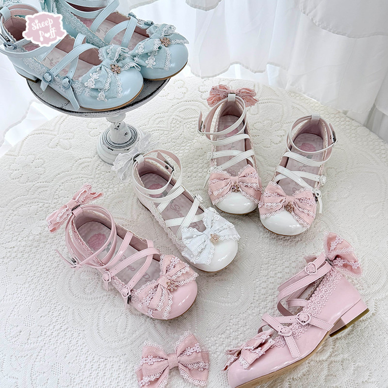 【定金】小樱花 绵羊泡芙Lolita可爱优雅樱花低跟单鞋