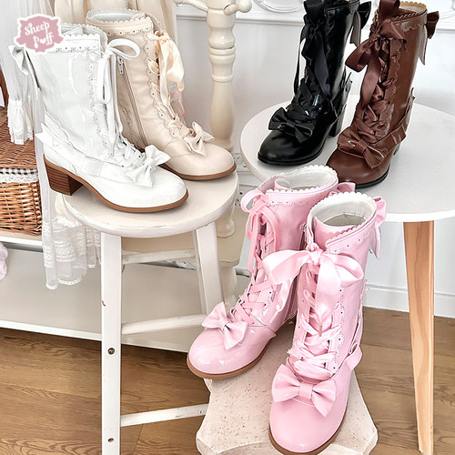 【现货】绵羊蹄蹄 绵羊泡芙Lolita可爱复古中筒靴
