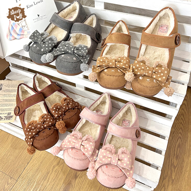 【定金】熊团子 绵羊泡芙Lolita冬季魔术贴软底单鞋