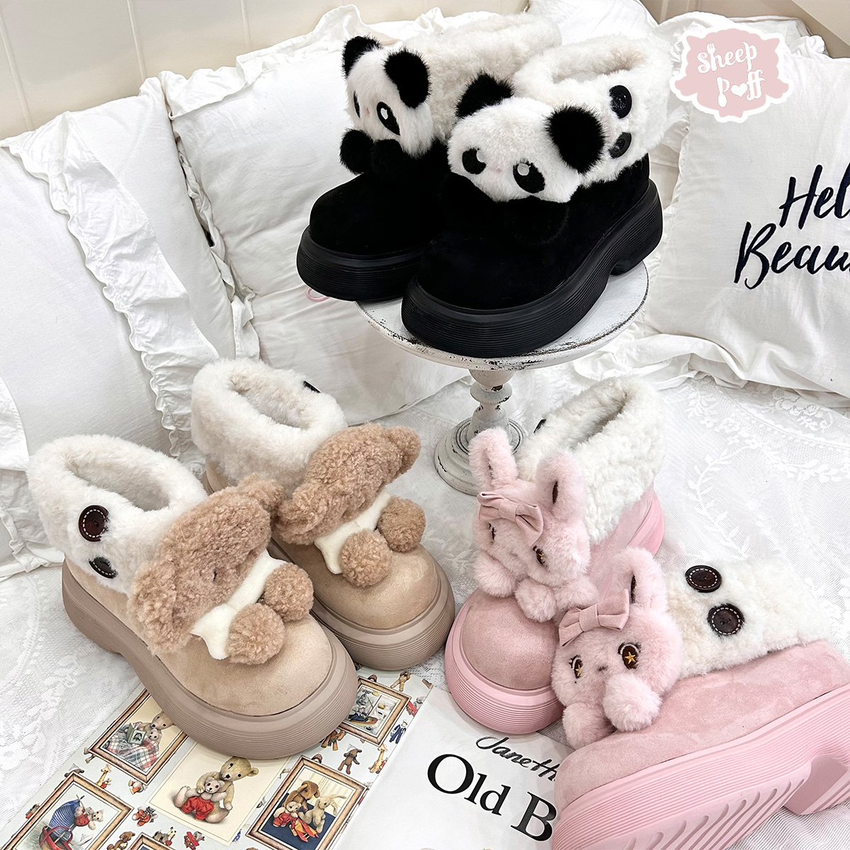 【现货】绒绒动物园 绵羊泡芙Lolita冬季加绒保暖雪地靴