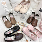 现货 小熊面包大头单鞋 绵羊泡芙Lolita百搭熊耳单鞋 制服鞋