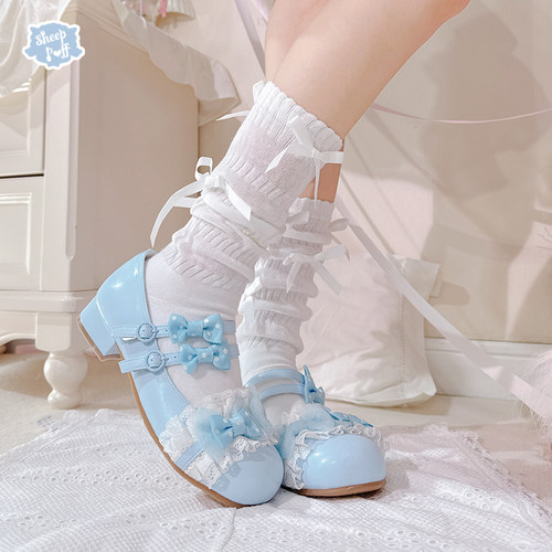 【尾款】昭和糖果 绵羊泡芙Lolita蝴蝶结甜美低跟单鞋