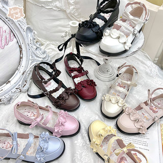 【现货】梅露露缎皮 绵羊泡芙Lolita定制鞋花边少女可爱单鞋