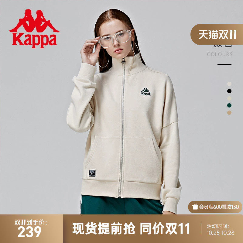 Kappa卡帕女运动卫衣BF风落肩外套针织立领教练服印花开衫上衣怎么样,好用不?