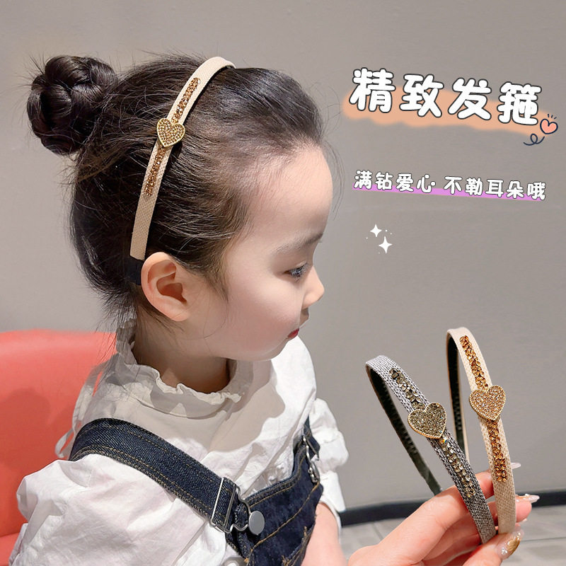 儿童发箍碎钻爱心头饰宝宝压碎发不勒头发卡女童带齿防滑头箍发饰