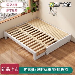 橡胶木实木床客厅榻榻米抽拉床家用午休单人床伸缩床小户型沙发床