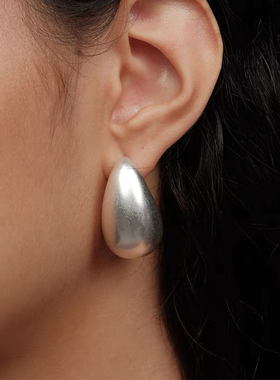 拉丝水滴造型耳环女小众设计高级感轻奢时髦百搭个性S925银针耳钉