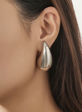 豆豆同款大水滴造型夸张耳环女2026新款高级轻奢银色S925银针耳饰