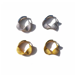 不规则圆圈扭曲纹理耳圈女小众设计高级感简约百搭S925银针耳环潮