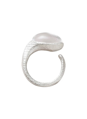 原创透明白水晶开口戒指女