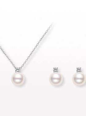 戴妃单颗珍珠吊坠项链套装女