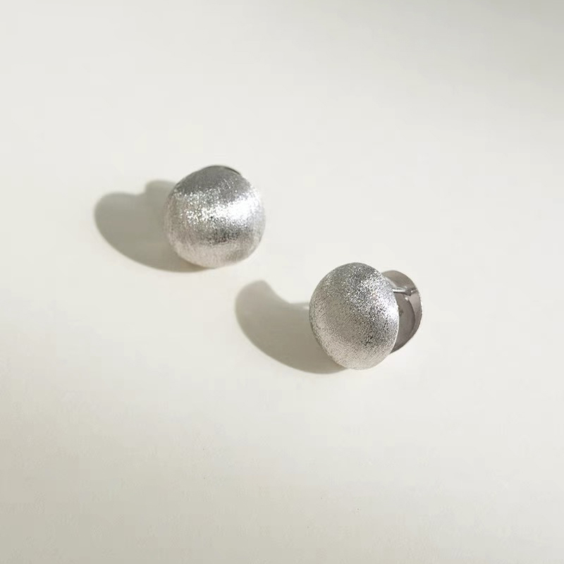 原创设计拉丝圆球S925银针耳环女