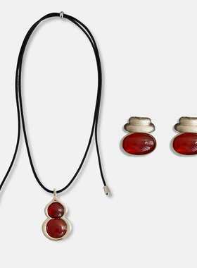 红玛瑙葫芦吊坠项链女