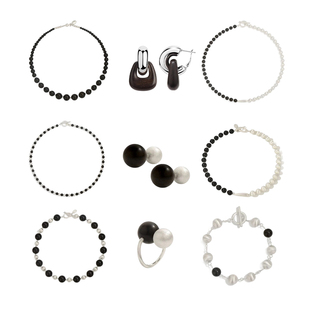 拉丝黑檀木串珠银球拼接项链女2026爆款高级感复古百搭锁骨链套装