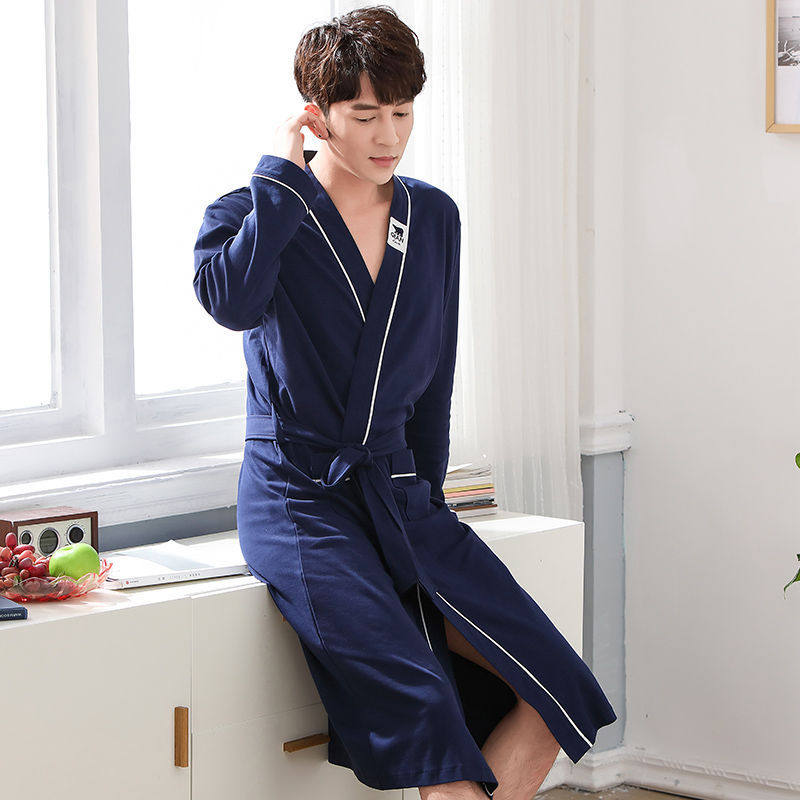 SPRING AUTUMN COUPLE NIGHTGOWN WOMEN LONG SLEEVE 100% COTTON LONG SUMMER BATHROBE YUKATA MENS PAJAMAS MORNING