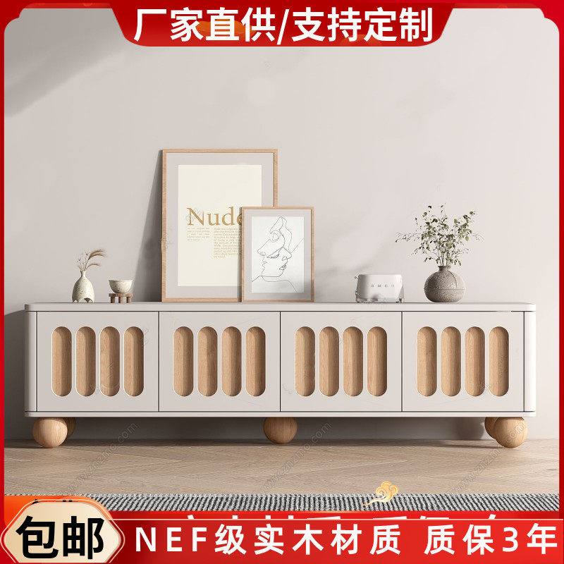 白色烤漆电视柜家用客厅视听柜网红艺术储物柜现代简约实木地柜