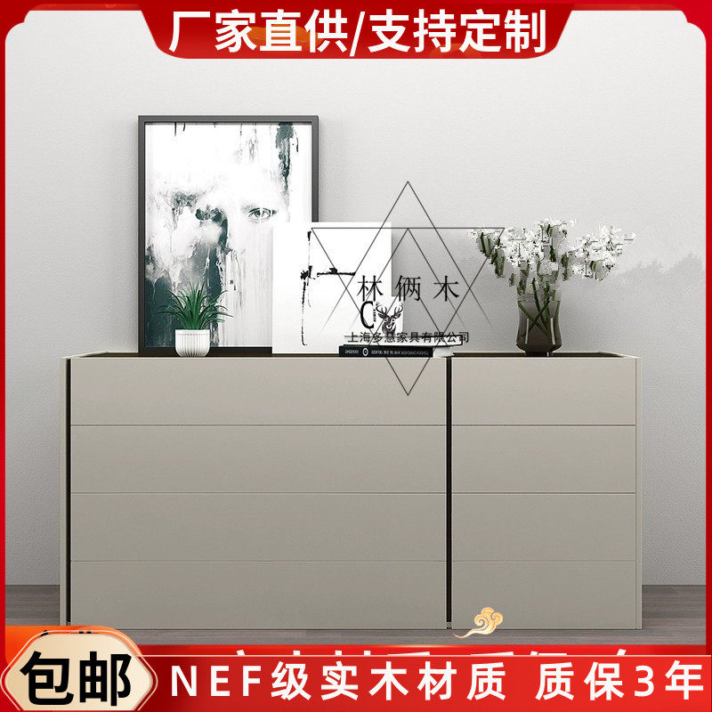 北欧灰色烤漆八斗柜后现代卧室储物电视柜多功能抽屉柜储物柜定制
