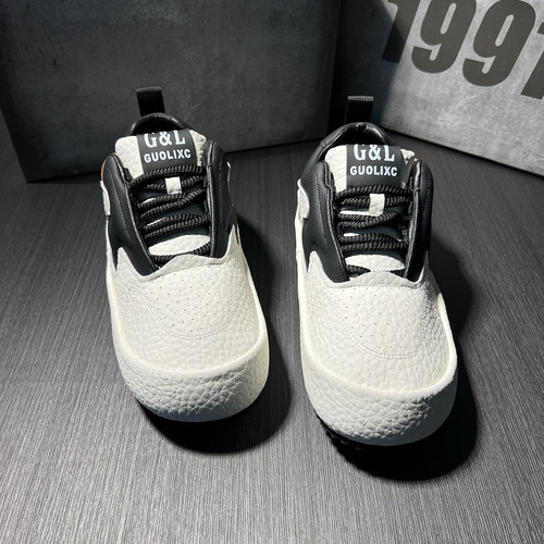 黑白撞色厚底休闲鞋男女系带