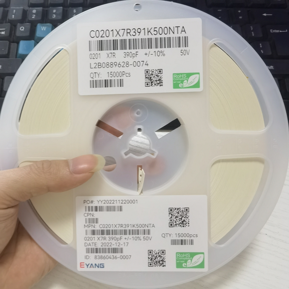 C0201X7R391K500NTA 0201 391K 390PF 50V X7R 宇阳贴片电容