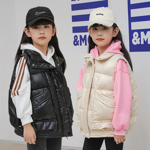 女童羽绒棉马甲秋冬季外穿2022新款洋气加厚儿童背心大童马夹坎肩