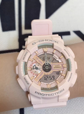卡西欧 Casio树脂表带防水双显甜酷石英女款手表GMA-S110MP-4A1
