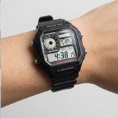 卡西欧 1200WH 树脂表带 简约风运动防水石英小方块男表AE