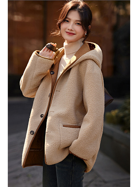 女装纸样K196秋冬皮毛一体连帽夹克上衣外套服装裁衣图纸裁剪纸板