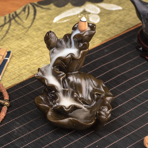 黄铜倒流香炉中式禅意陶瓷香炉