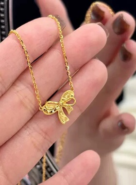 新款爆款甜美碎冰冰蝴蝶结项链女轻奢高级感小众设计锁骨链