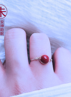 天然朱砂戒指转运珠本命年