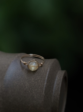 招财神器！巴西天然水晶金发晶小戒指 细指环 超强磁场财运黄水晶